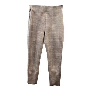 Zara Basic, Plaid Pull on Pants, Size S, Slim leg, Tan/Brown.